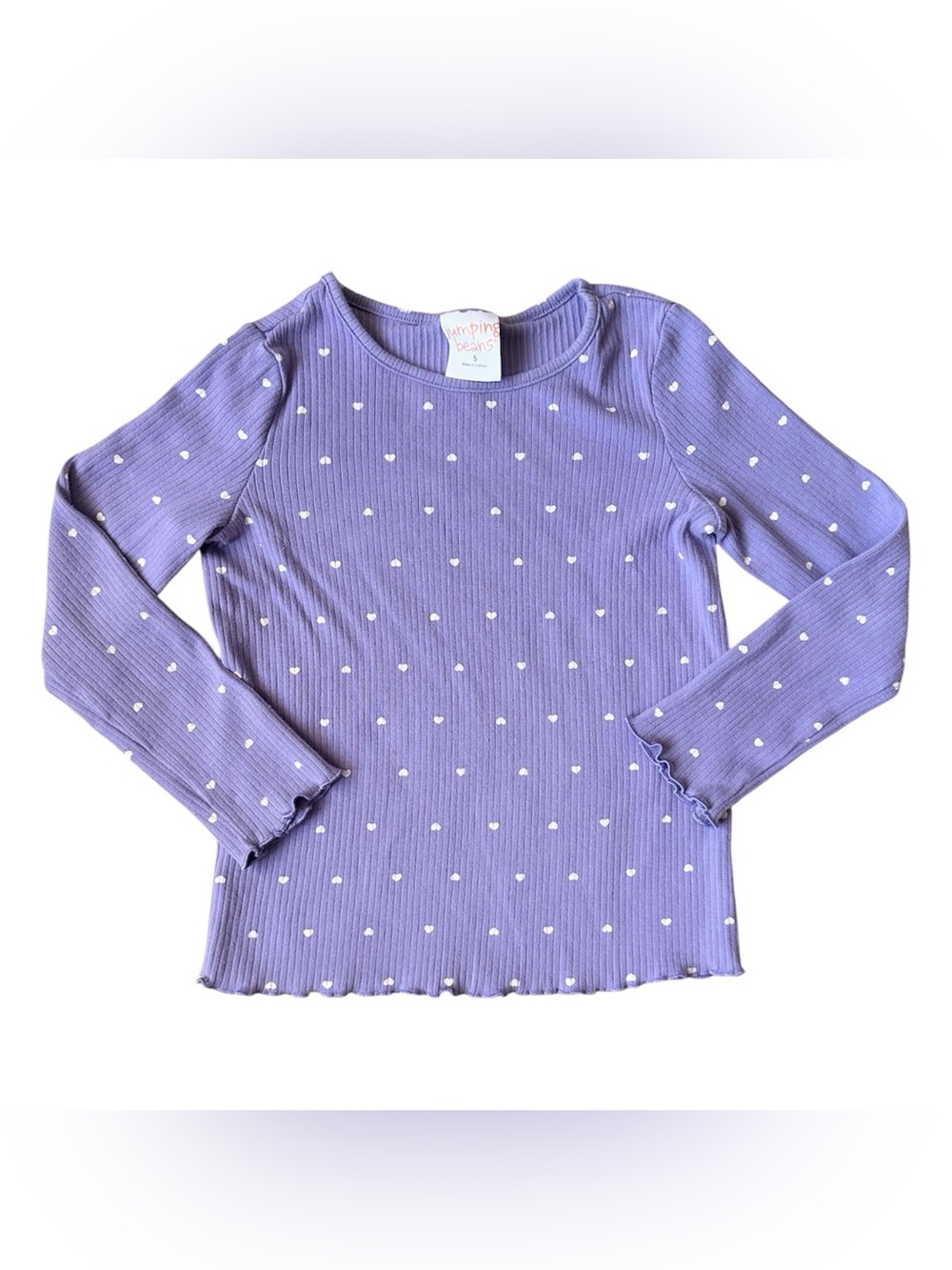 Jumping Beans Size 5 Girls ribbed lettuce trim purple long sleeve shirt